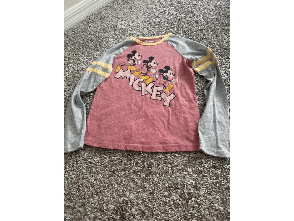 Disney x Jumping Beans Mickey Mouse Pink Gray Long Sleeve Shirt Size 12